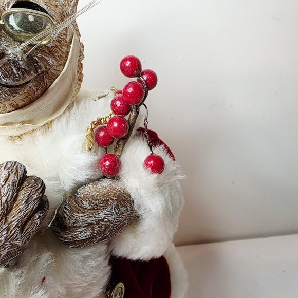 Anthropomorphic Kitty Cat Velvet Santa Suit Glasses Belt Christmas Holiday Decor - Picture 11 of 12